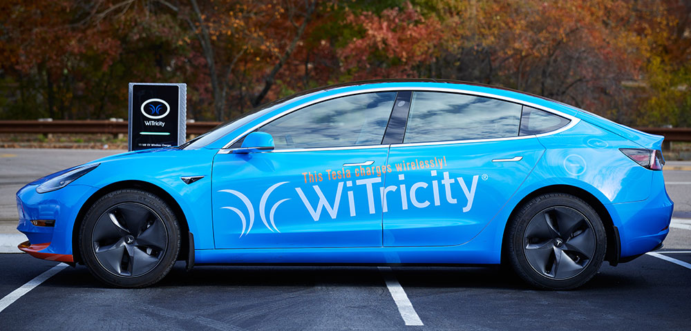 Tesla with WiTricity wireless charger